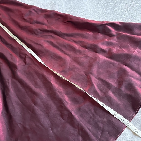 Cachet Vtg Glam Gala Dress Prom Gown Sz 12 Satin Metallic Burgundy Whimsigoth - Picture 5 of 14